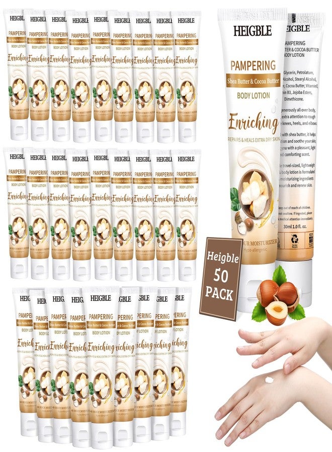 Heigble 50 Pack Travel Size Body Lotion 1 oz Shea Butter Cocoa Butter Body Lotion Dry Skin Moisturizer with Flip Cap for Extra Dry Skin, Inns, Hotels Resorts, Airlines, Offices, Gyms and More - Image 1